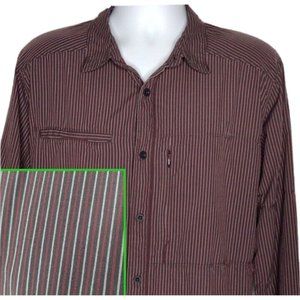 The North Face TNF Men Red Black White Stripe Long Sleeve Button Up Shirt Men XL